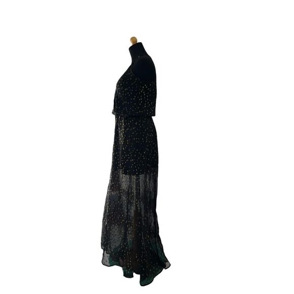 KARINA GRIMALDI BLACK LACE AND GOLD MAXI DRESS SIZE XS - Picture 3 of 12